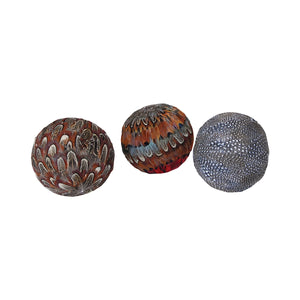 014383 - Plume Decorative 4-Inch Spheres (Set of 3) - ReeceFurniture.com