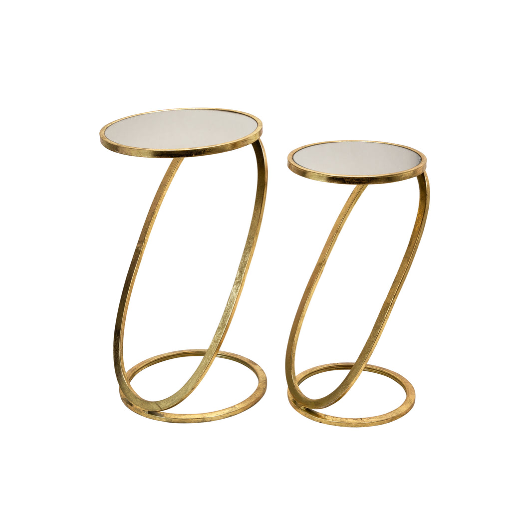 S/2 Gold Accent Tables, Mirror Top - ReeceFurniture.com