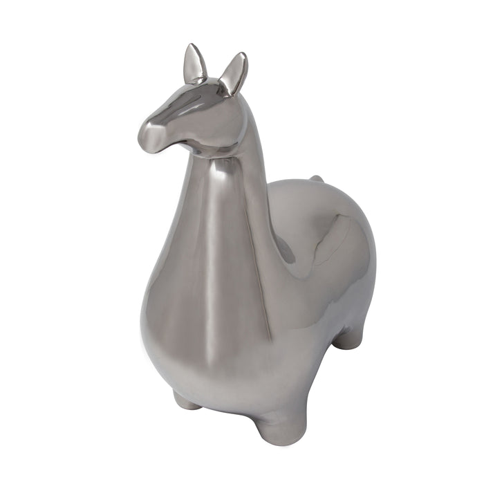 Silver Ceramic Horse, 14.5"
