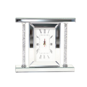 Mirrored & Glitter Table Clock, 7.75" - ReeceFurniture.com