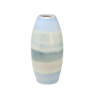 Ceramic 12" Cone Vase, Blue Multi - ReeceFurniture.com
