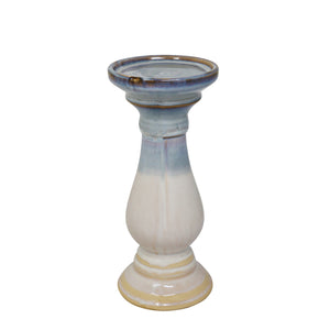 Ceramic 9.75" Candle Holder, Gray/White - ReeceFurniture.com