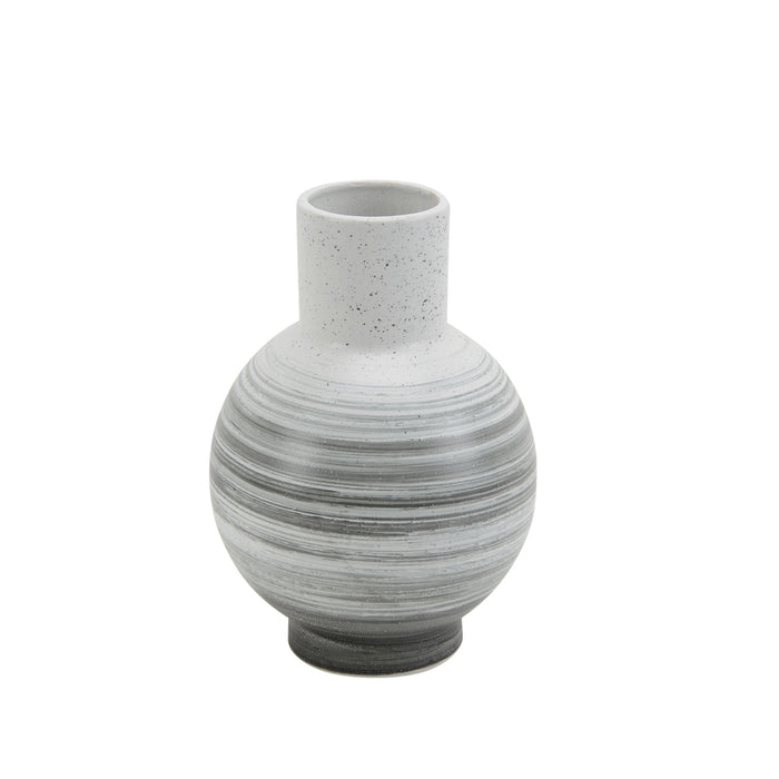 Ceramic 12" Vase, White/Gray