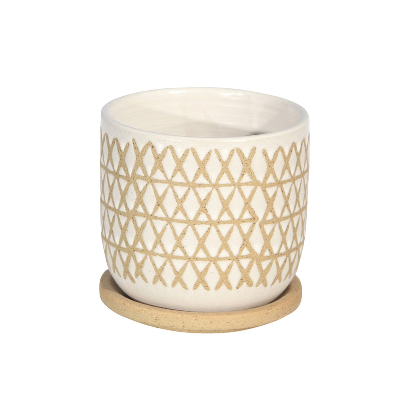 5 inch planter with saucer Ceramic 5" Planter W/ Saucer, Sand– ReeceFurniture.com