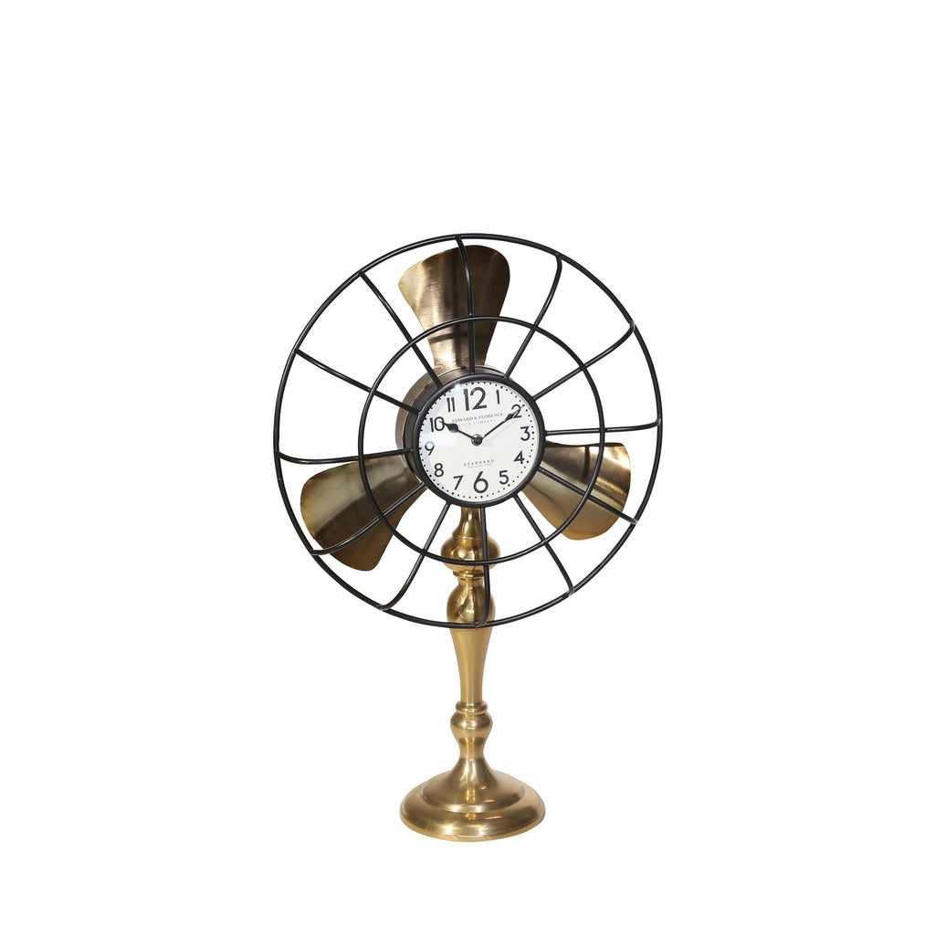 Metal 28" Fan-Style Table Clock, Gold - ReeceFurniture.com