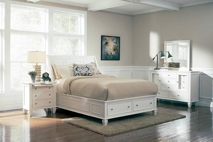 G201303 - Sandy Beach White Bedroom Set - Storage Sleigh Bed