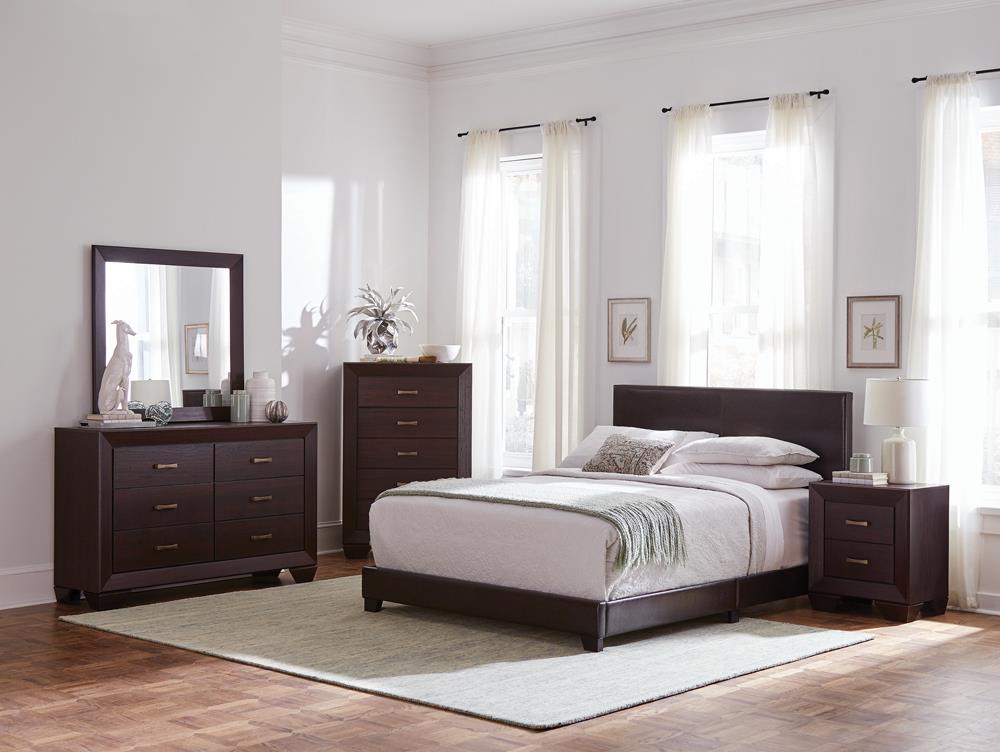 G300762 - Dorian Bedroom Set - Brown Faux Leather - ReeceFurniture.com