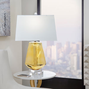 Glass Diamond Shape Table Lamp26", Gold - ReeceFurniture.com