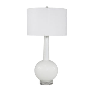 Glass Skinny Top W/ Round Bottom Table Lamp 27", White - ReeceFurniture.com