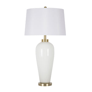 Grooved Glass Table Lamp 32", White - ReeceFurniture.com