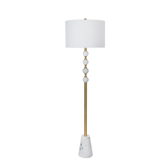 Marble 65" 3 Ball Cone Base Floor Lamp, Whte