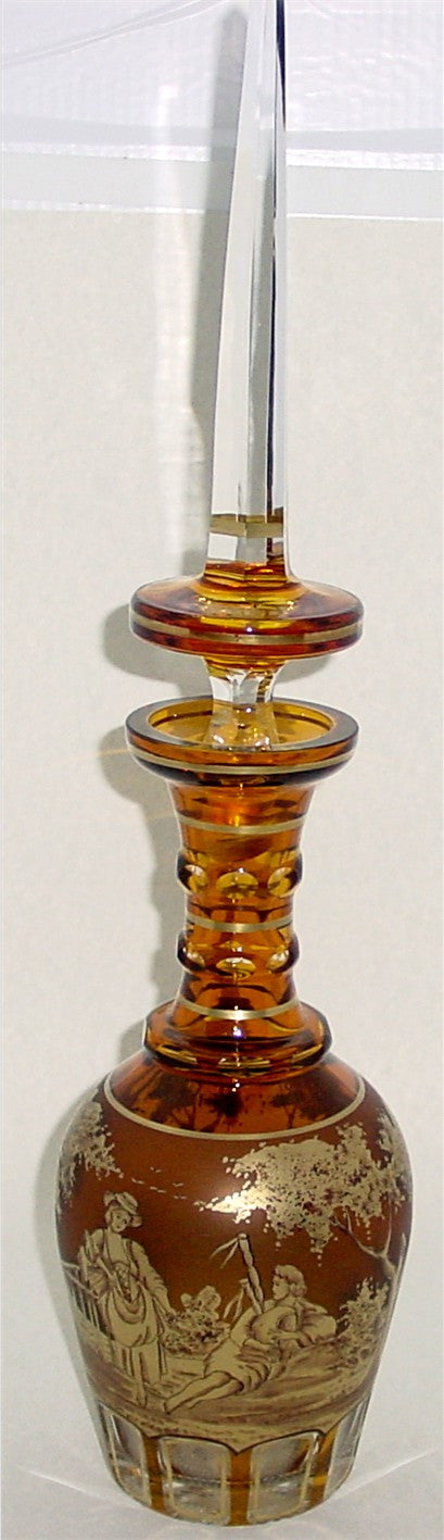 Amber Bohemian store Glass Decanter