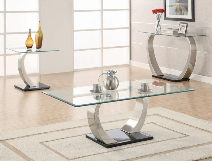 G701238 - Willemse Glass Top Occasional Tables - Clear And Satin