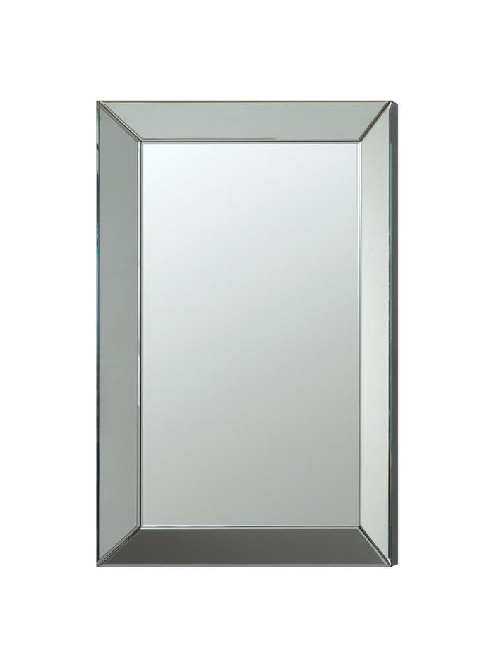 G901783 - Rectangular Beveled Wall Mirror - Silver