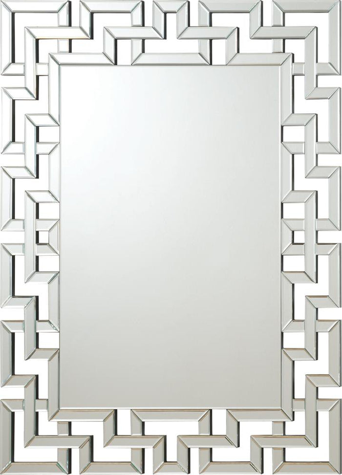 G901786 - Interlocking Greek Frameless Wall Mirror - Silver