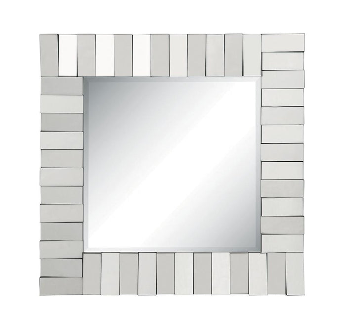 G901806 - Square Wall Mirror With Layered Panel - Silver