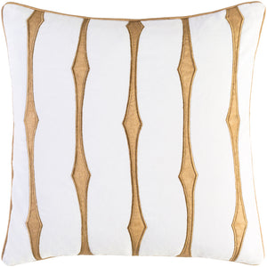 Graphic Stripe Pillow Cover - White, Tan, Wheat - GS002 - ReeceFurniture.com
