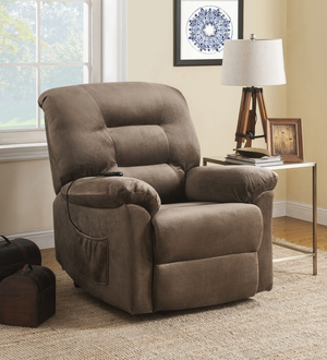 G601025 - Upholstered Power Lift Recliner - Brown Sugar or Chocolate - ReeceFurniture.com