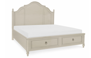 6400 White Brookhaven Panel Bed with Storage Footboard - ReeceFurniture.com