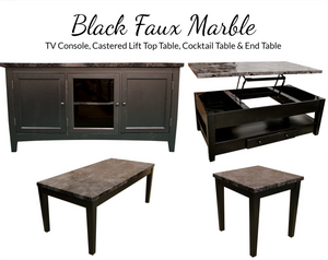 16000L Black Faux Marble - ReeceFurniture.com