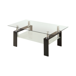 G702288 - Tempered Glass Occasional Table With Shelf - Black - ReeceFurniture.com