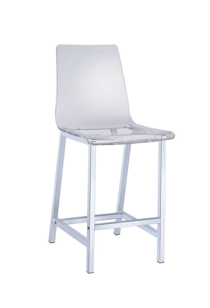 G100265 - Bar or Counter Height Stools - Chrome And Clear Acrylic (Set Of 2) - ReeceFurniture.com