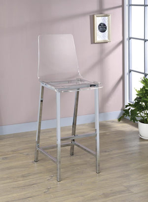 G100265 - Bar or Counter Height Stools - Chrome And Clear Acrylic (Set Of 2) - ReeceFurniture.com