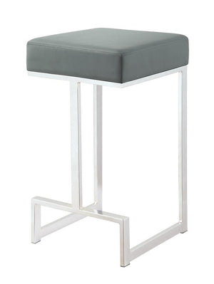 G105252 - Square Counter Height Stool Grey And Chrome - ReeceFurniture.com
