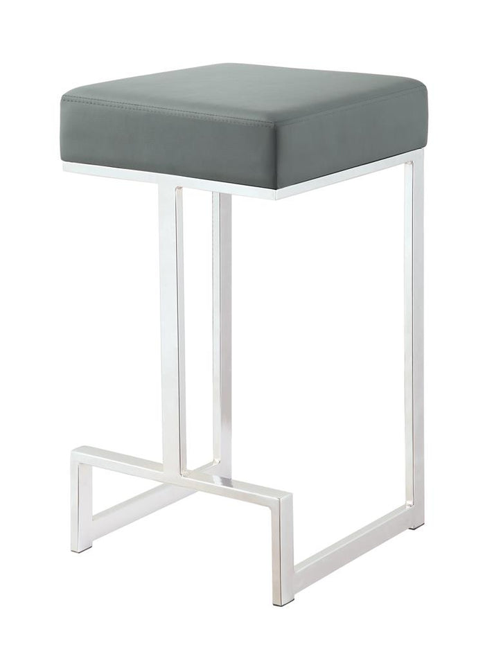G105252 - Square Counter Height Stool Grey And Chrome