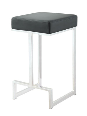 G105252 - Square Counter Height Stool Grey And Chrome - ReeceFurniture.com