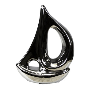 Silver Ceramic Sailboat 8.25" - ReeceFurniture.com