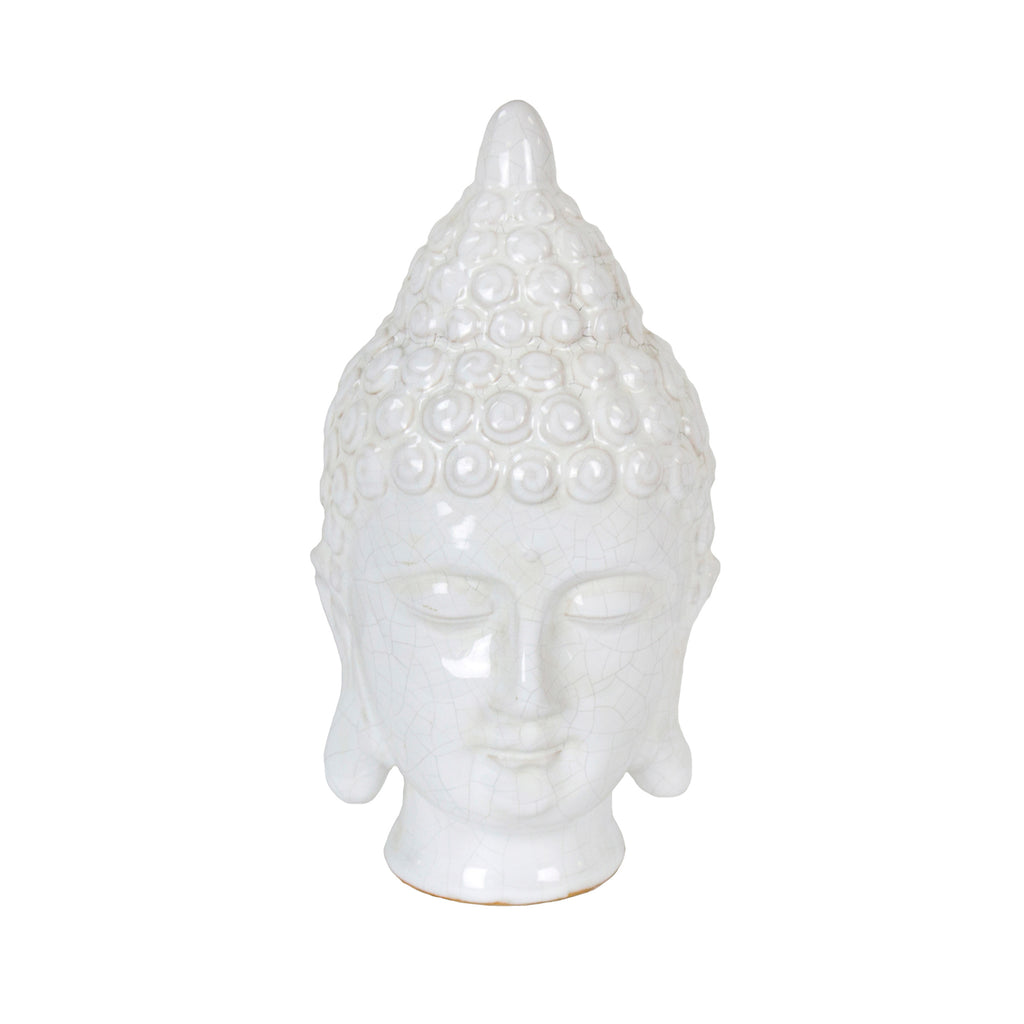White Ceramic Buddha Head - ReeceFurniture.com