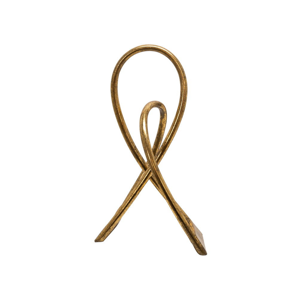 Gold Loop Ribbon Sculpture 17" - ReeceFurniture.com