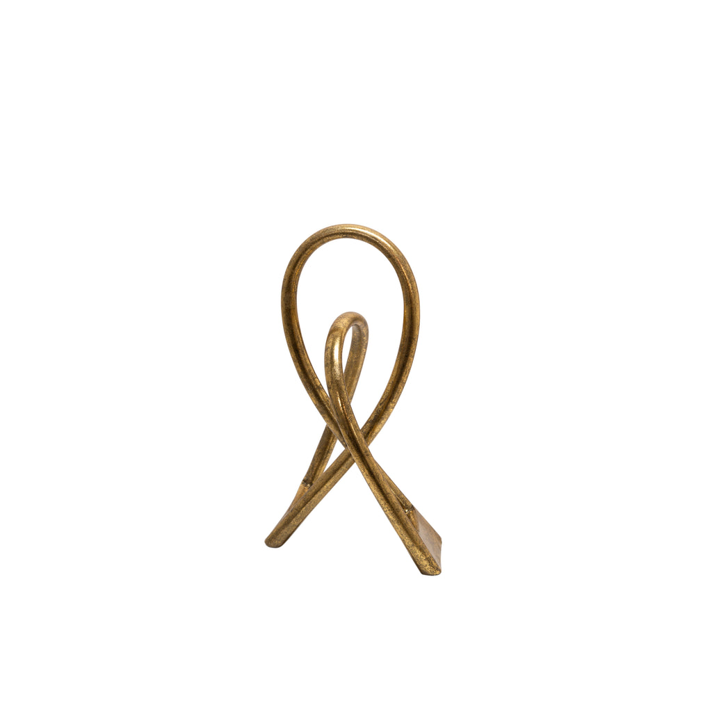 Gold Loop Ribbon Sculpture 12.5" - ReeceFurniture.com