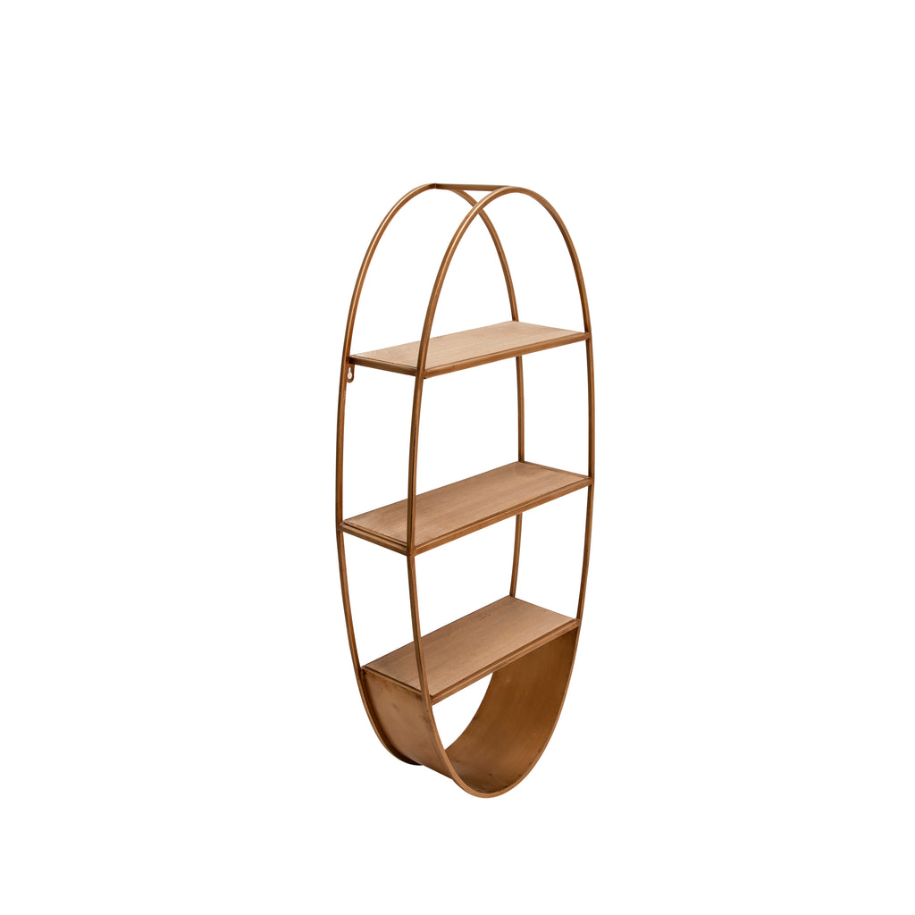 Oval 36" Wood/Metal Wall Shelf, Bronze - ReeceFurniture.com