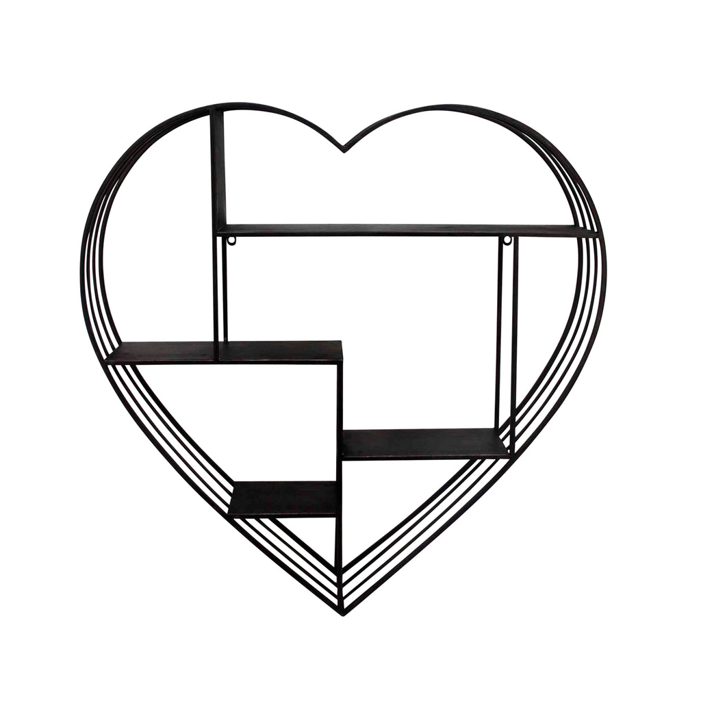 Metal 31.5" Heart Wall Shelf,Gun Metal - ReeceFurniture.com