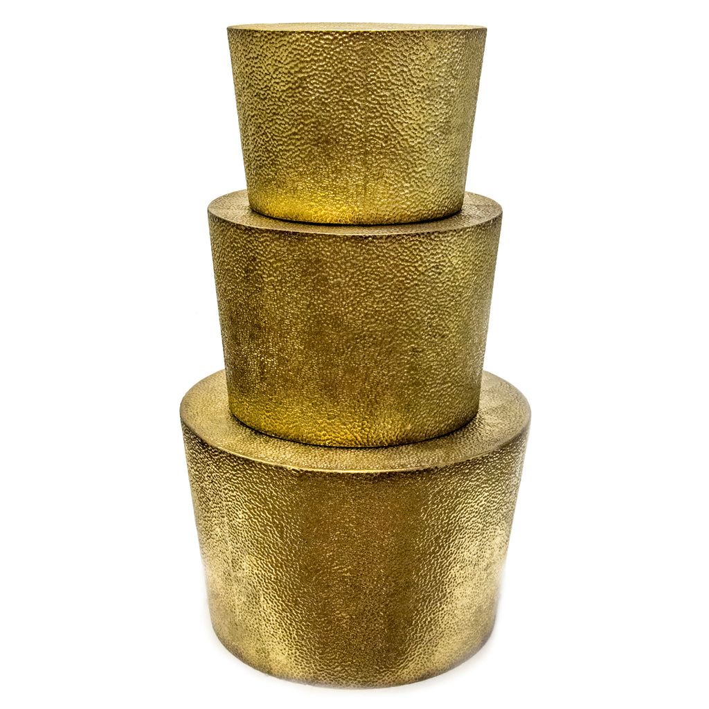 S/3 Hammered Gold Metal Accenttables - ReeceFurniture.com
