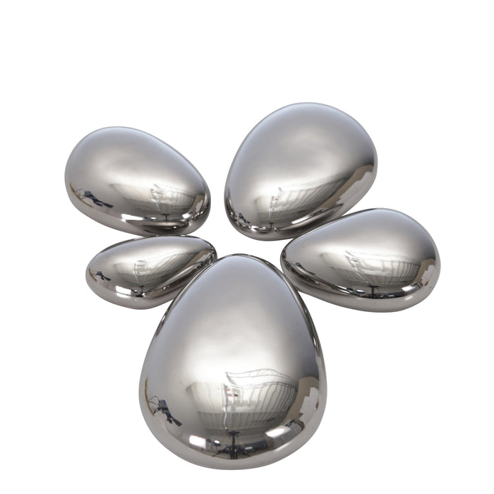 S/5 Ceramic Stones, Silver