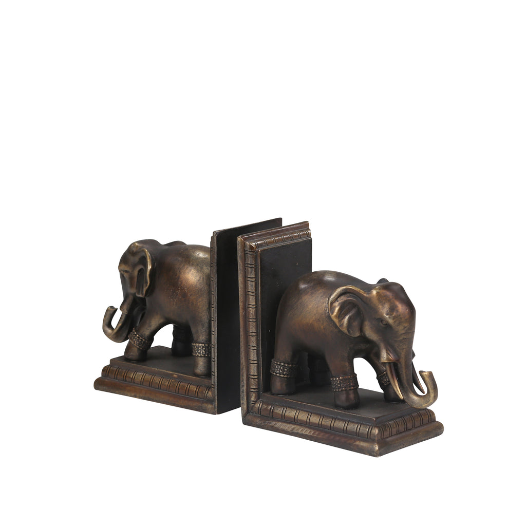 S/2 Polished Elephant Bookends - ReeceFurniture.com