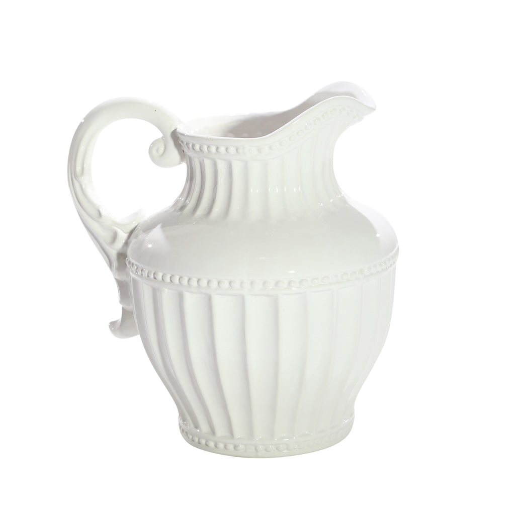White Ceramic Pitcher 11.5 - ReeceFurniture.com
