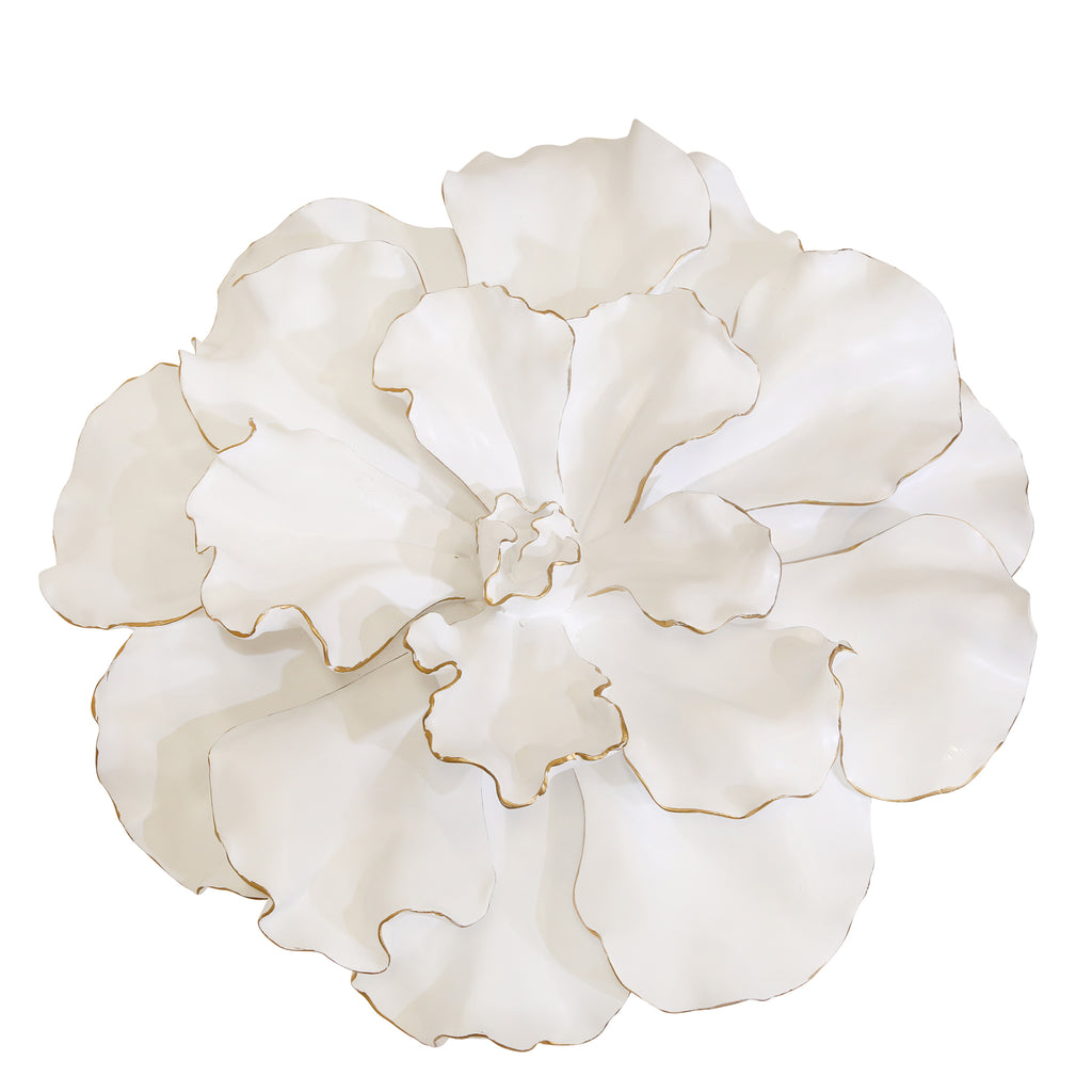 White/Gold Wall Flower 15.5" - ReeceFurniture.com