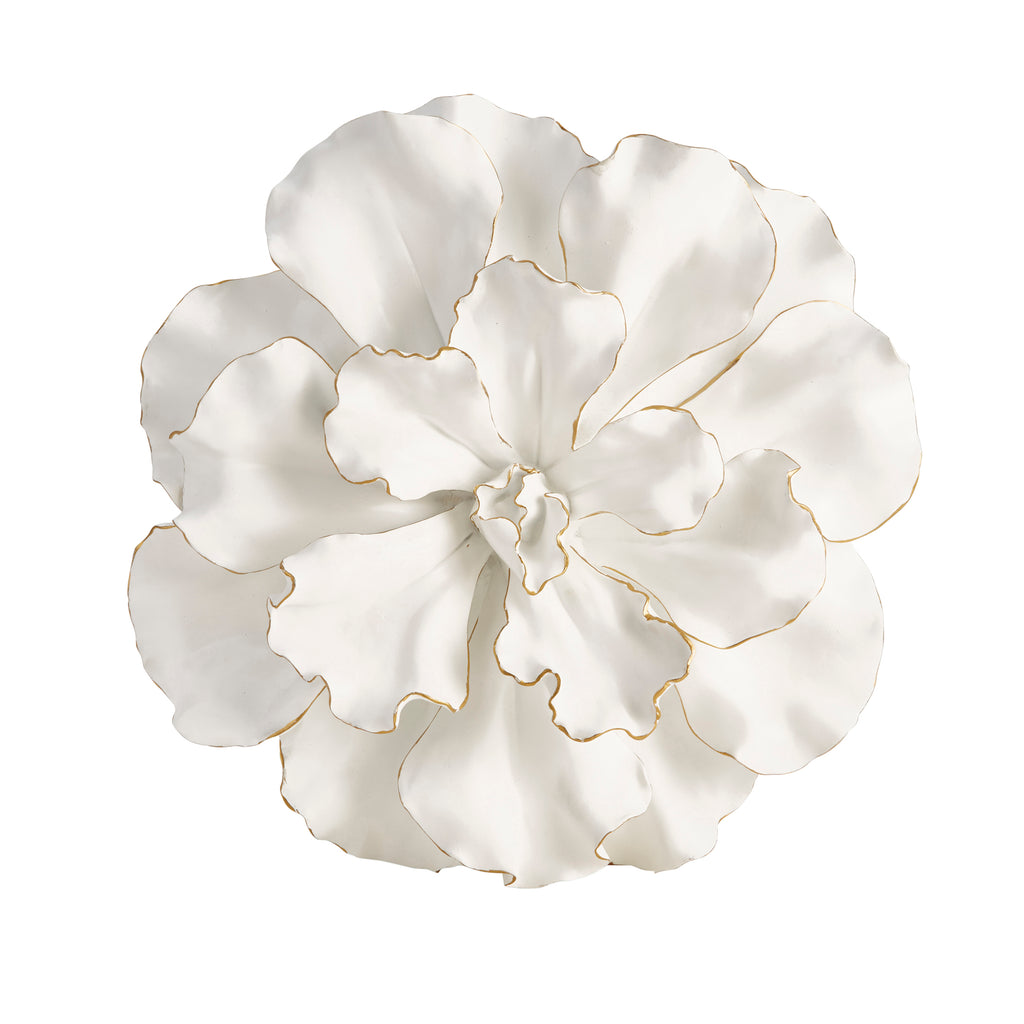 White/Gold Wall Flower Plaque20" - ReeceFurniture.com