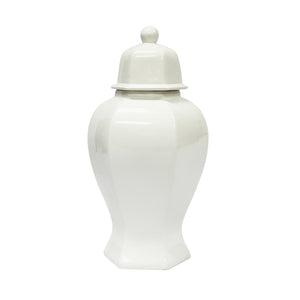 6-Sided White Temple Jar 15" - ReeceFurniture.com