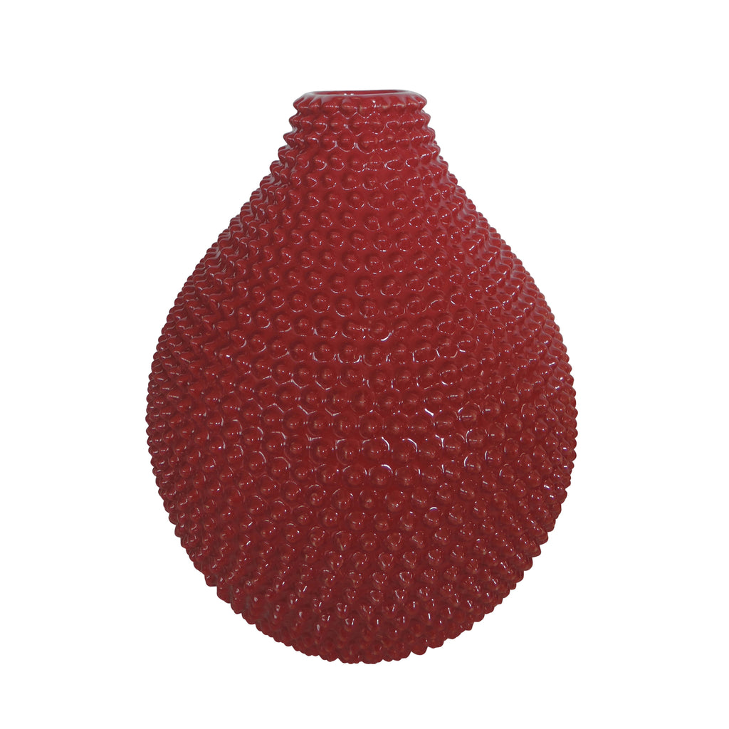 Red Spiked Ceramic Vase 12" - ReeceFurniture.com