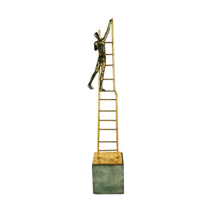 Gold Ladder Sculpture, Climbing Man - ReeceFurniture.com