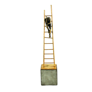Gold Ladder Sculpture, Sitting Man - ReeceFurniture.com