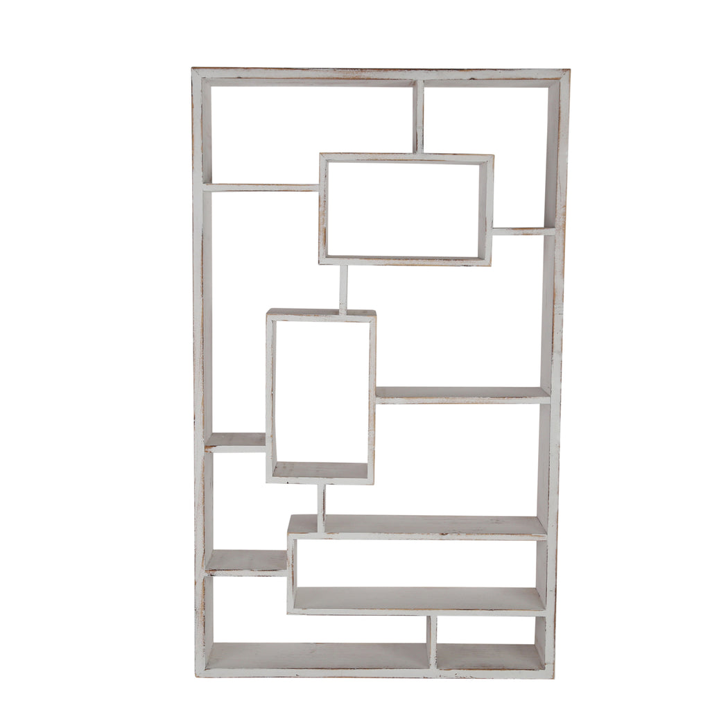 Wooden Multi Tier Wall Shelf,Whitewash - ReeceFurniture.com