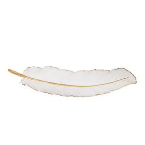 White/Gold Wall Feather 30.75" - ReeceFurniture.com