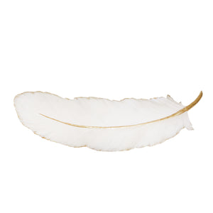 White/Gold Wall Feather 23.5" - ReeceFurniture.com
