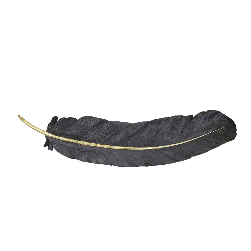 Black/Gold Wall Feather 30.75" - ReeceFurniture.com